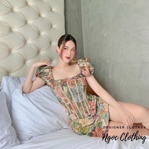 Áo kiểu corset hoa tay phồng NGOCCLOTHING nữ [FREESHIP] Croptop tay phồng khoét eo trẻ trung, hiện đại HOT | BigBuy360 - bigbuy360.vn
