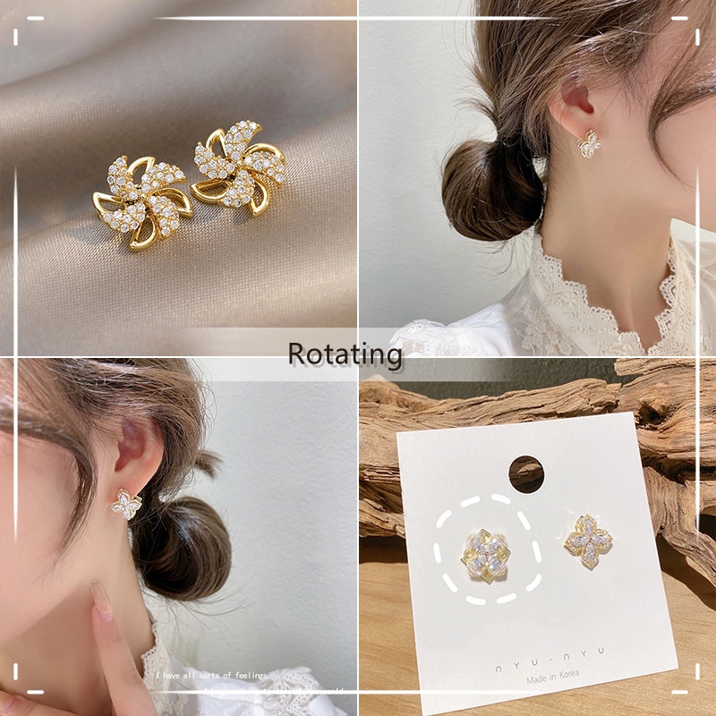 Đôi bông tai hình cối xay gió đính đá thời trang xinh xắn