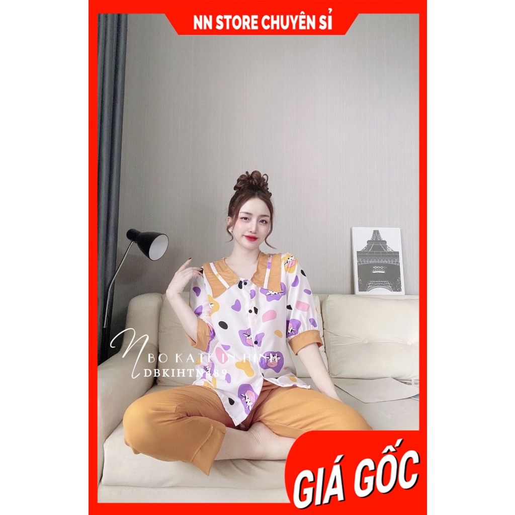 Đồ bộ nữ mặc nhà cổ tiểu thư chất kate mềm in hình dễ thương DBKTN49