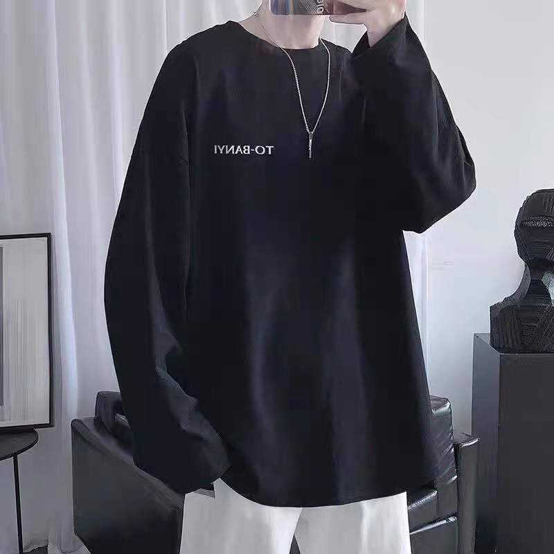 Áo thun dài tay in chữ TOBANYI form rộng, Áo phông dài tay unisex mặc phối bên trong siêu chất nam nữ đều mặc