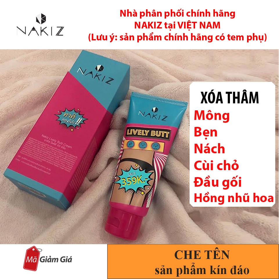 Kem thoa thâm chữa mụn vùng mông, bẹn, nách, lưng, nhũ hoa, cùi chỏ, đầu gối Nakiz Lively Butt - Chính hãng Thái Lan