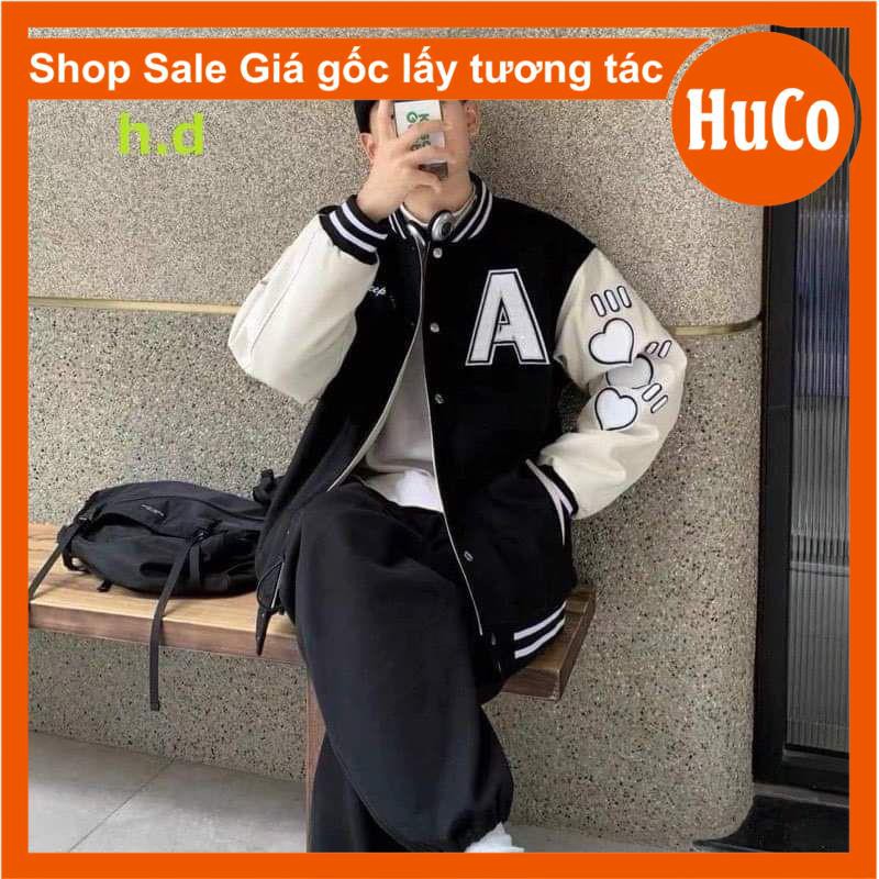áo khoác bomber chữ A tay trắng chất gió 1 lớp form chuẩn ảnh freesize unisex nam nữ mặc được dưới 55kg | BigBuy360 - bigbuy360.vn