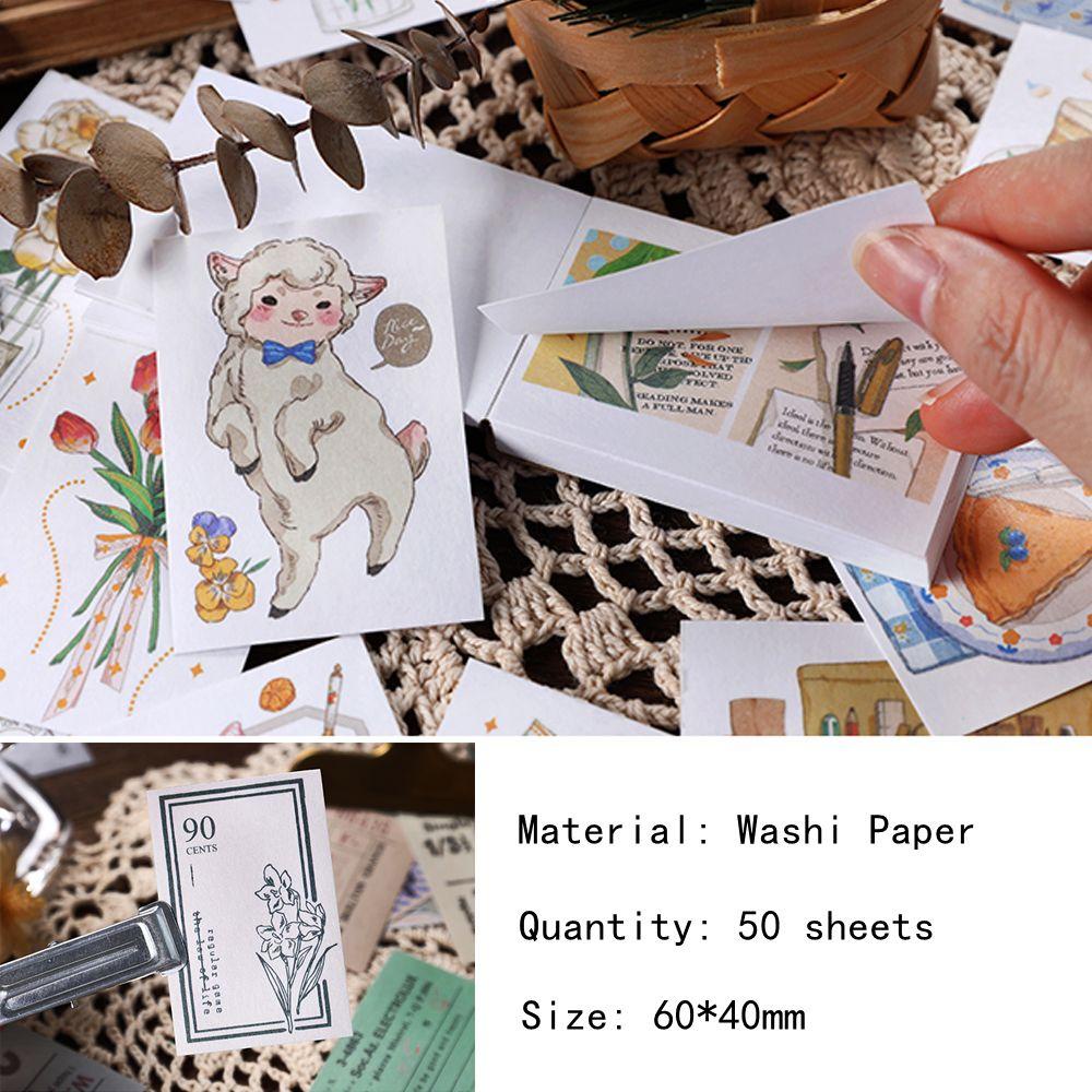 LAYOR1 Bộ 50 Sticker Trang Trí Sổ Tay Phong Cách Vintage