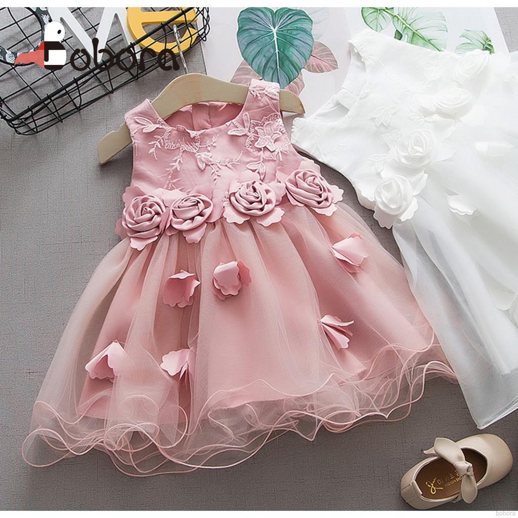 Đầm Đính Hoa Phối Ren Dễ Thương Dành Cho Bé Gái