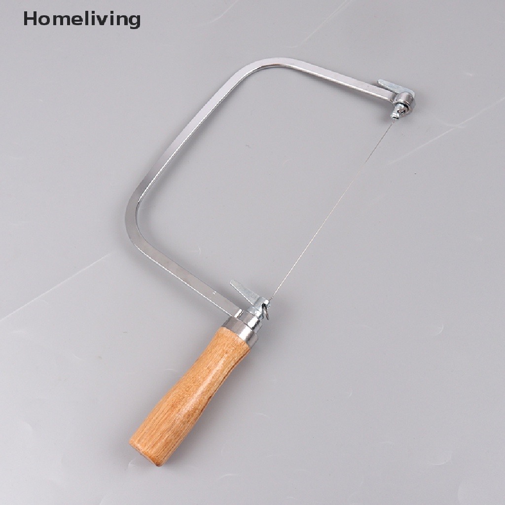 Cưa cắt lưỡi thép không gỉ có 2 dây phụ tay cầm gỗ chuyên dụng cho sáp nến