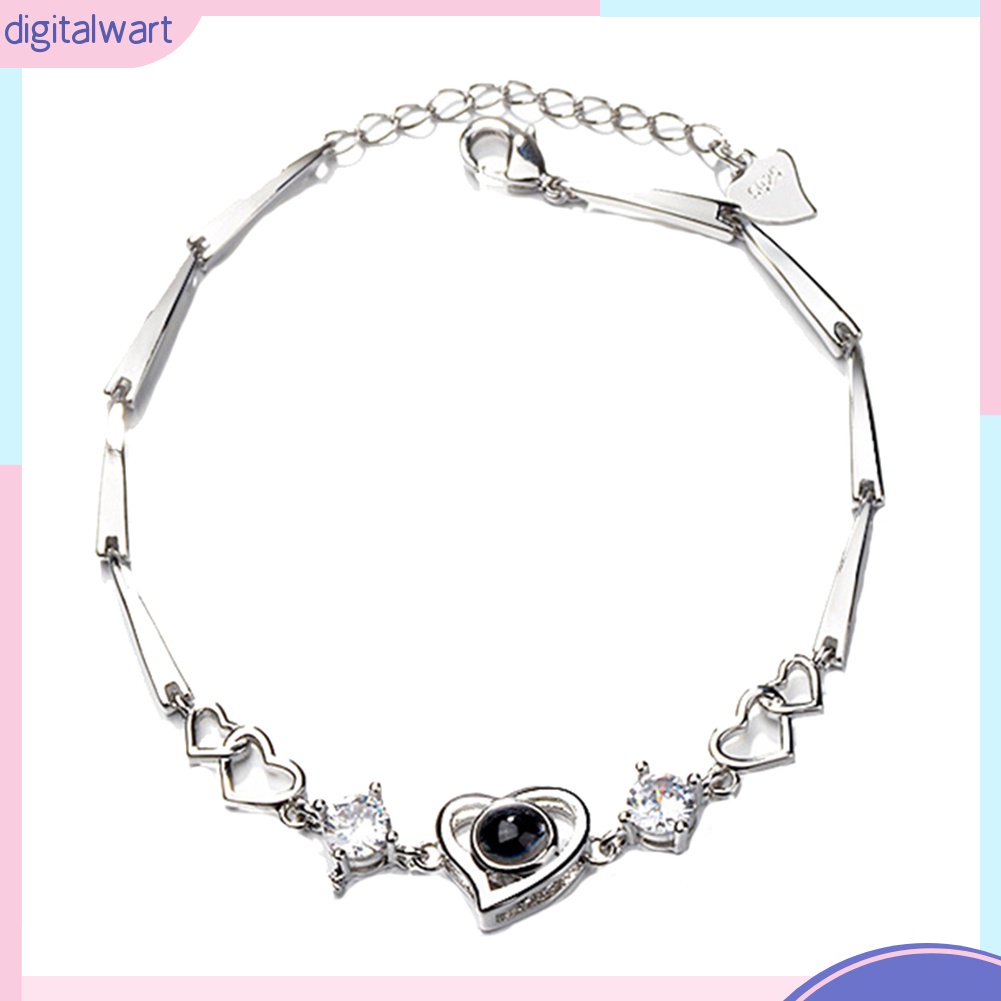 Vòng tay kim loại mặt trái tim khắc chữ I Love You