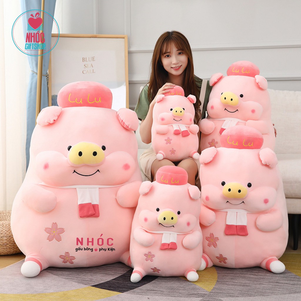 Gấu Bông Heo Lulu Lông Mịn Ngồi Vải Mịn Hàng Cao Cấp TC - NHÓC (Size lớn 35-60cm)