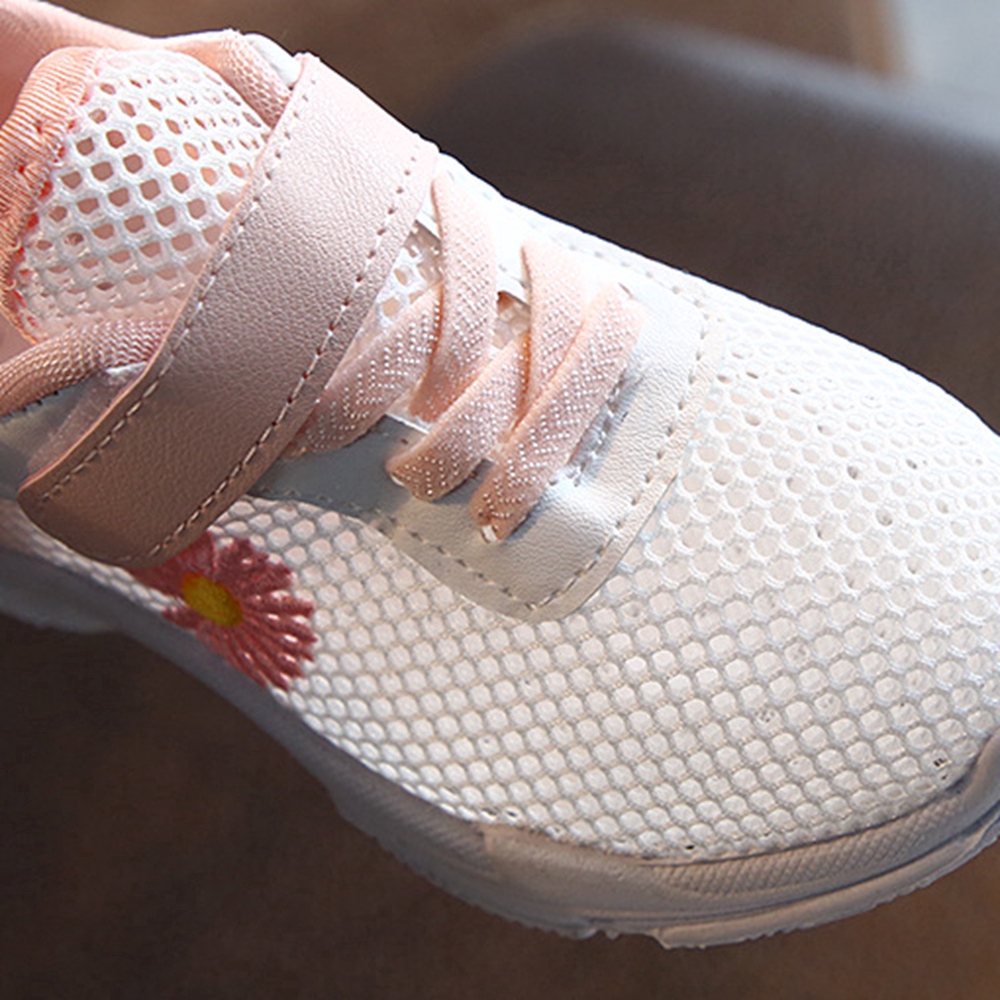1-12 Years Fashion Daisy Infant Toddler Sport Running Shoes for Kids Girls Sneakers Pink Net Shoes Size 22-33