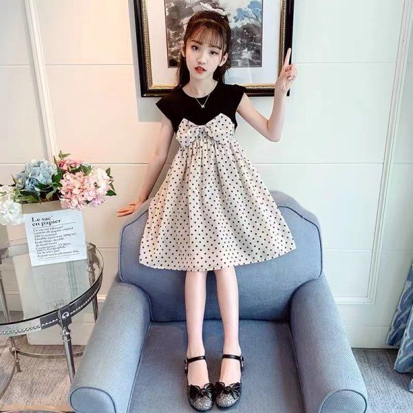 Đầm Công Chúa Vải Voan Chấm Bi Thời Trang Mùa Hè 2022 Cho Bé Gái Từ 3-4 - 5-6 - 7-8 - 9-10 - 11-12 Tuổi