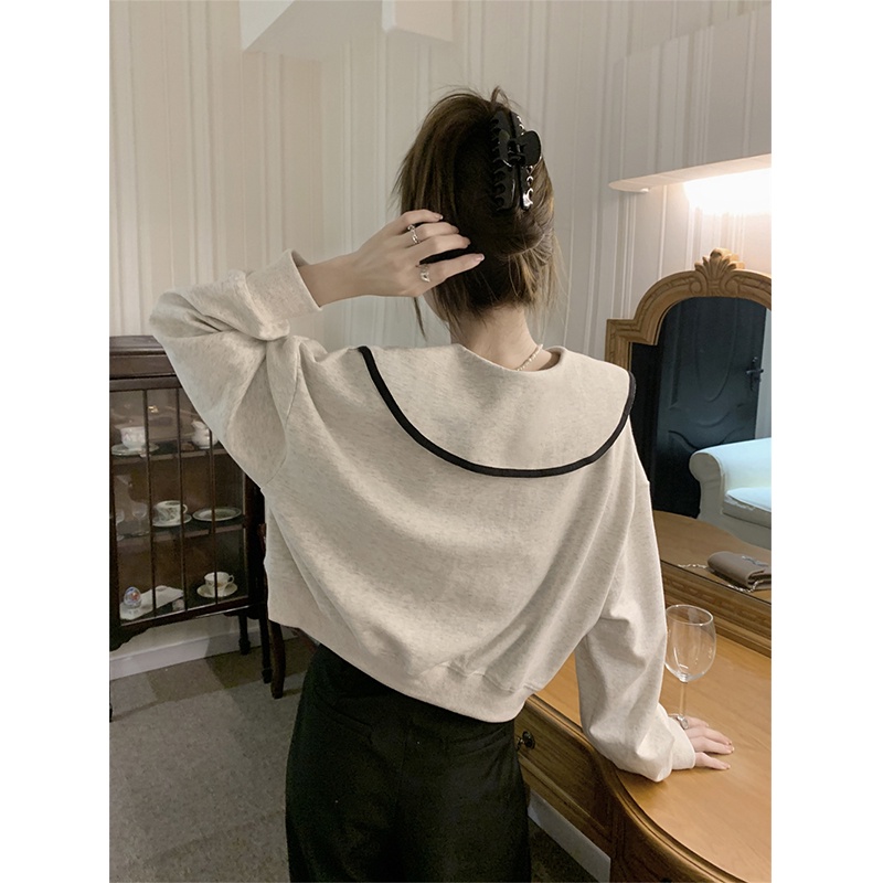 Áo len tay dài cổ búp bê phong cách Hàn Quốc thiết kế xinh xắn cho nữ