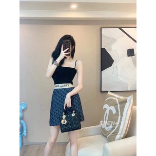 Chân váy bò dior cạp chun cao cấp
