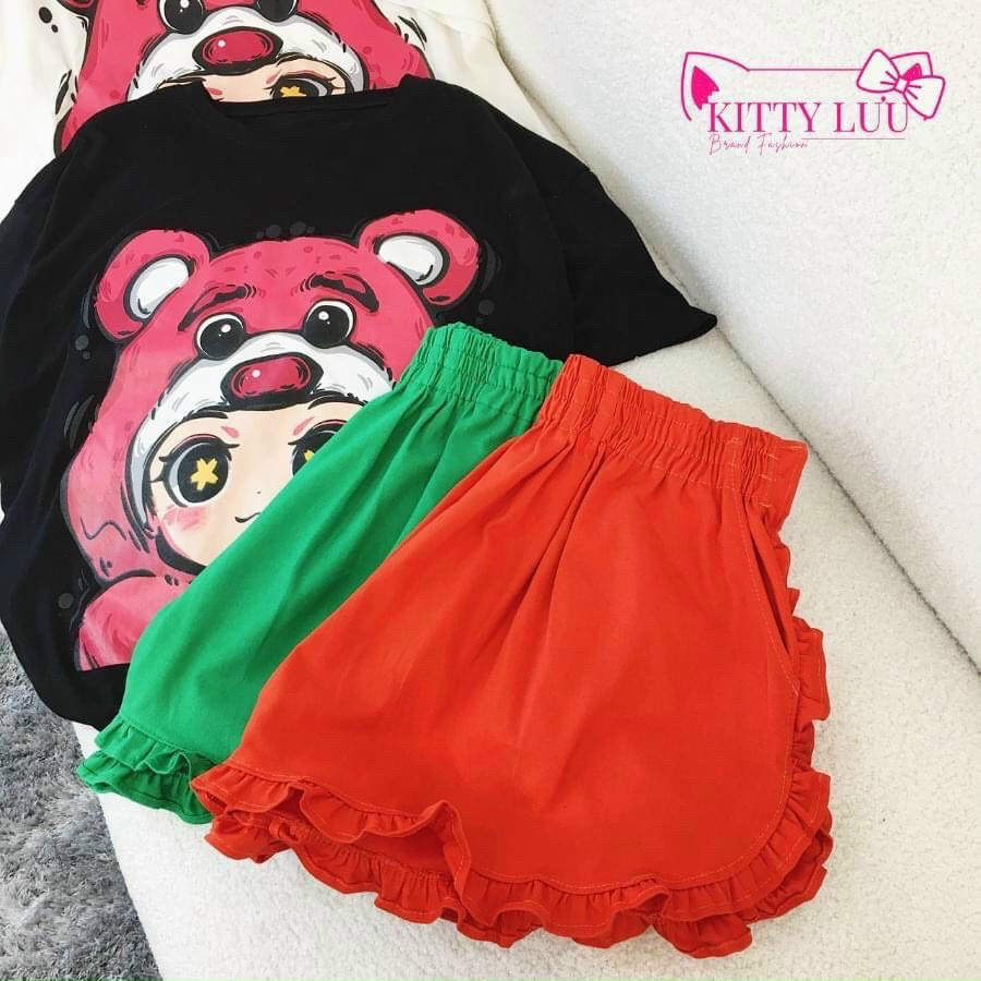 set bộ đùi cậu bé đội nón gấu xinh quần short bèo chất coton đẹp