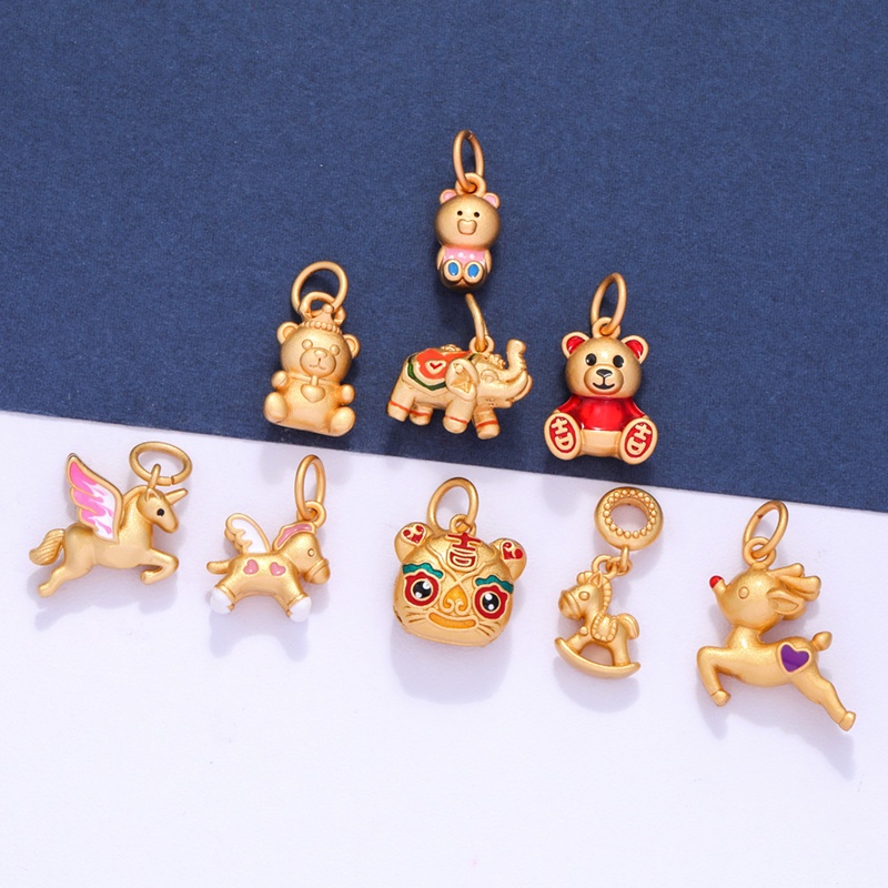 Mặt Trang Sức Vòng Tay/Dây Chuyền Hình Kỳ Lân/Gấu diy Nhiều Màu Sắc