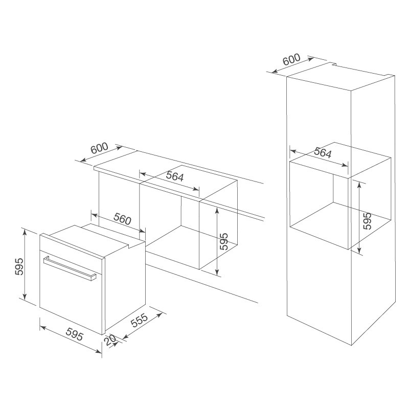 Lò nướng điện âm tủ Malloca MOV-72 PYRO - Dung tích 70L - Có 9 chức năng - Quạt tản nhiệt - Hàng chính hãng