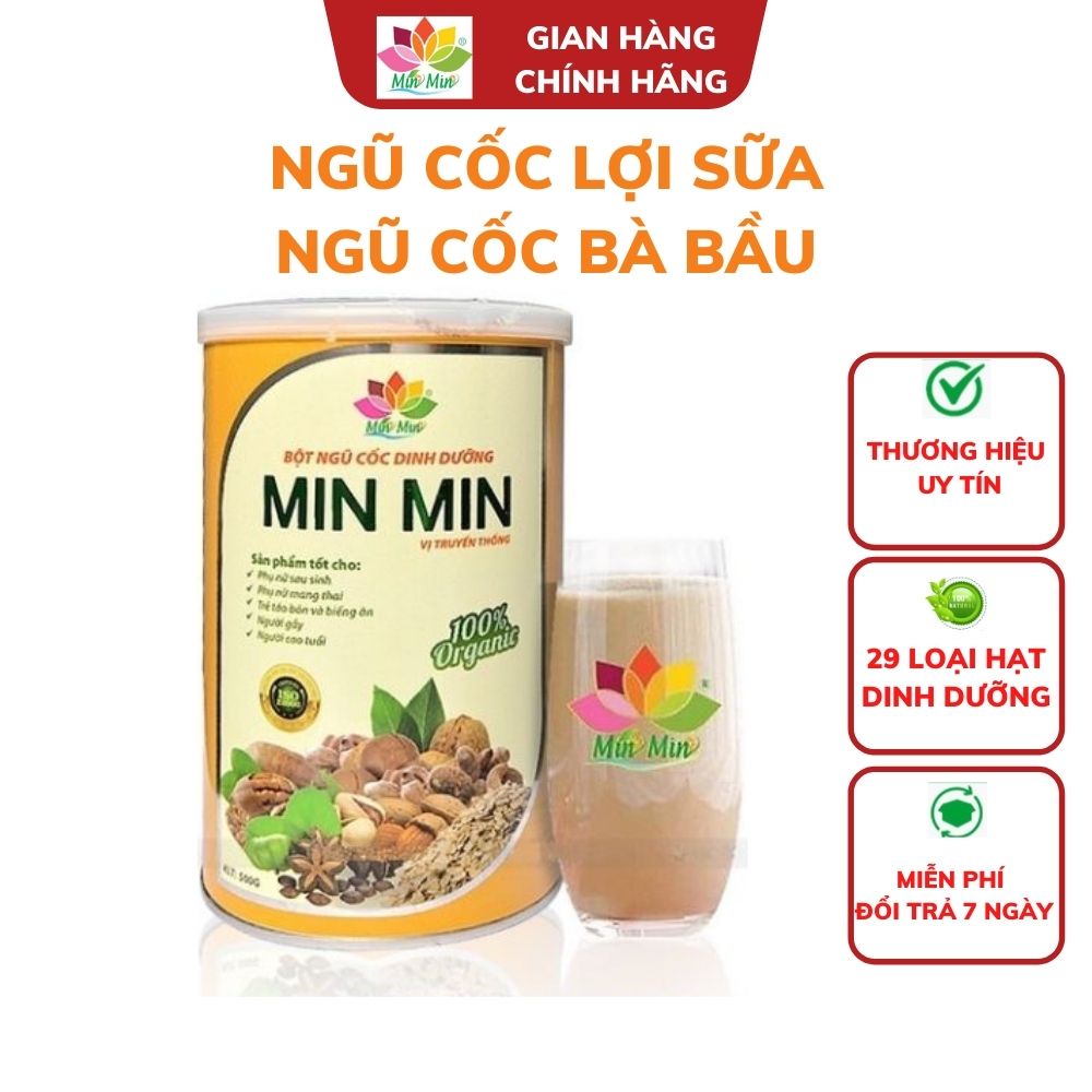 Ngũ cốc bà bầu Min Min ❤️FREE SHIP❤️ Bột ngũ cốc bầu MinMin - ngu coc loi sua - bổ sung vitamin cho mẹ & bé 29hạt (500g)