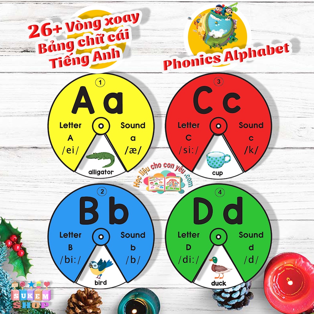 Học liệu vòng xoay chữ cái tiếng anh -Spin Alphabet Abc -Phonic Oxford