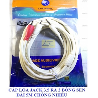 Dây loa jack 3.5, 1 ra 2 loại tốt trắng mềm choseal 3m/5m