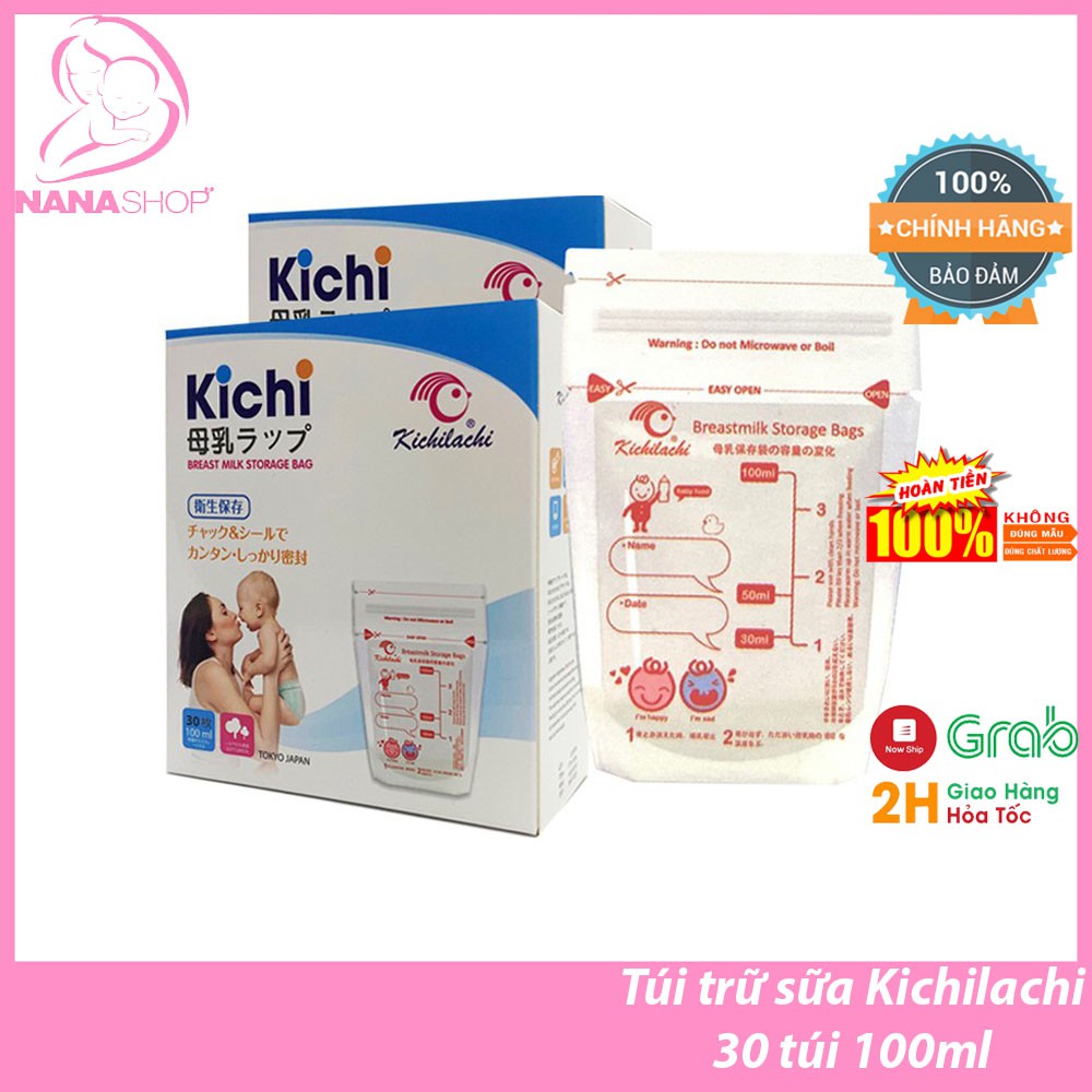 Túi trữ sữa Kichilachi hộp 30 túi 100ml