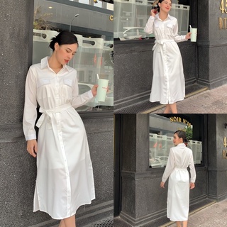 Váy túi hộp tay dài cột nơ eo