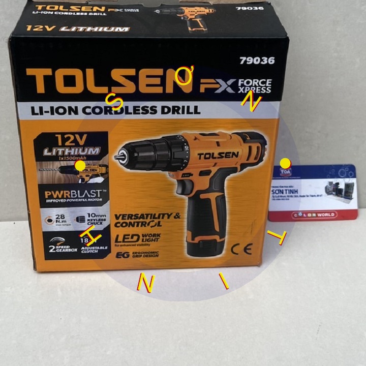 Máy khoan pin Tolsen 79036 (máy kèm 1 pin 1 sạc)