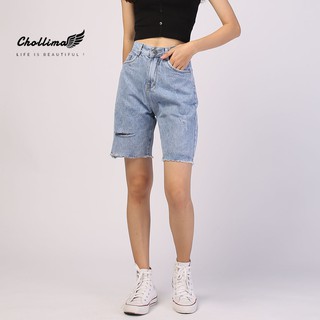 Quần jean ngố Chollima style ulzzang tua lai QS019 - quần ngố bò ulzzang