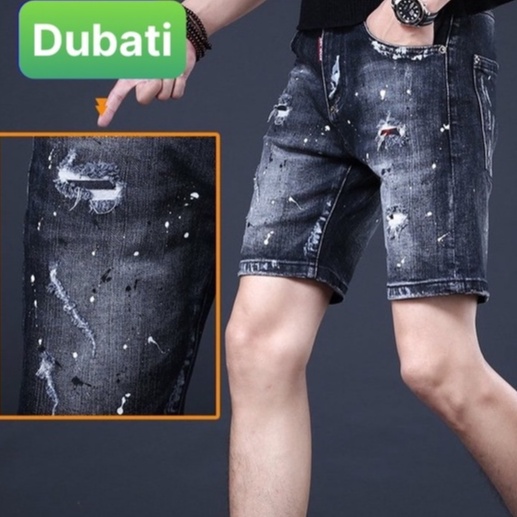 QUẦN SHORT JEAN NAM CHẤT VẢI ĐEN VẨY SƠN, QUẦN SOT JEAN NAM ĐẸP CÁ TÍNH - DUBATI FASHION