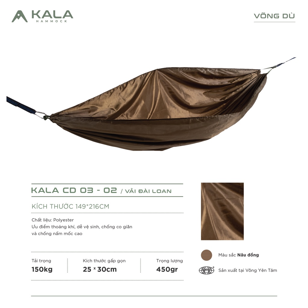 Võng dù vải Đài Loan 2 LỚP tặng 5m dây