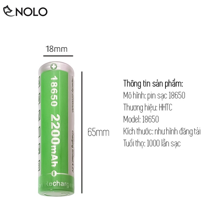 Combo Sạc Đơn 4,2v Có Đèn Báo Và 2 Pin Sạc IMR 18650 Dung Lượng Cao HHTC 2200mah Vỏ Xanh Dùng Cho Quạt Đèn Pin Loa Máy N