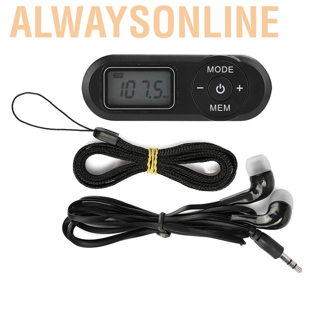 Radio FM mini màn hình LCD 1.1 inch có tai nghe tiện dụng