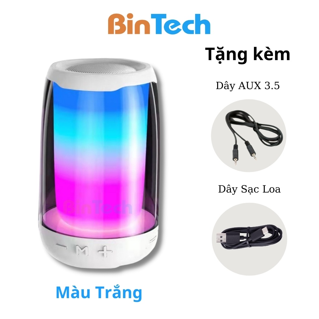 Loa bluetooth mini Pulse 4 BINTECH âm bass căng có dải led đổi màu pin phủng, chống nước