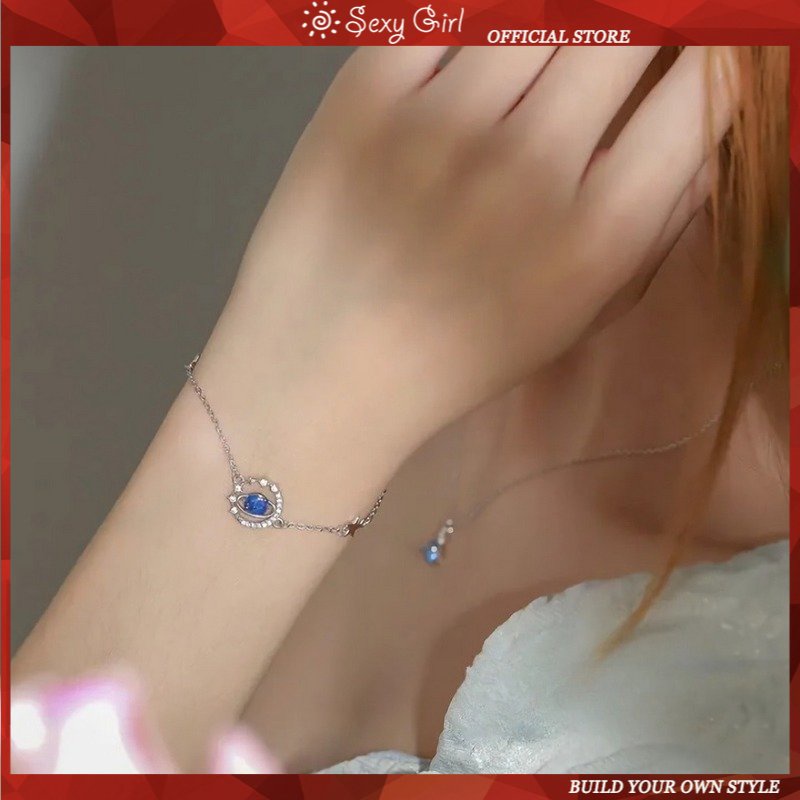 Vòng Tay Trang Sức Hình Hành Tinh Vũ Trụ Ánh Sáng Xanh Dương Thời Trang Mới 2022 Sang Trọng Cho Nữ