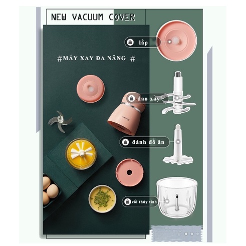 Máy xay đa năng HATTIECS 0.3L Máy xay ăn dặm cho bé Cối thủy tinh 6 lưỡi dao cầm tay tiện dụng Hattiecs.