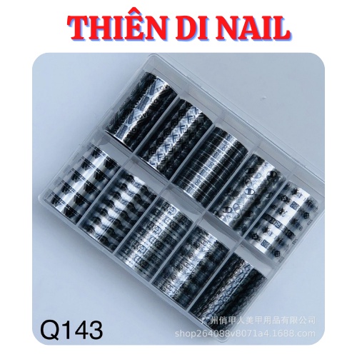 Foil nail hoạ tiết thương hiệu màu đen, foil dán móng Thiên Di Nail