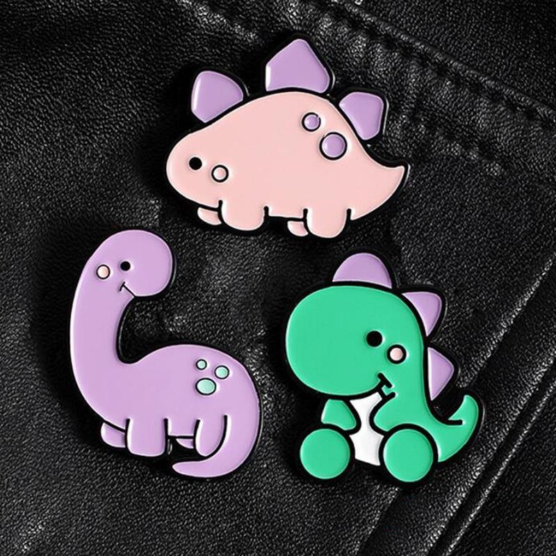 Ghim Cài Áo Hình Chú Khủng Long Hồng Tím Xanh Lá Hoạt Hình Dễ Thương Cute Vô Đối