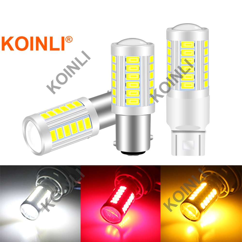 Bóng đèn LED T20 33SMD 1156 P21W BA15S 1157 BAY15D 7440 7443 5730 5630 DC màu trắng/đỏ/vàng cho xe hơi