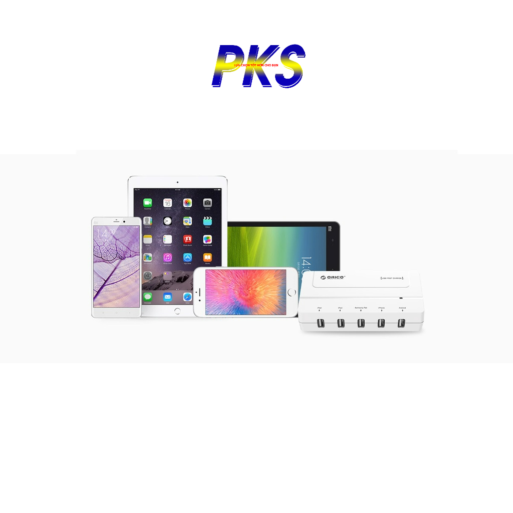 Bộ sạc để bàn ORICO DCH-5U 5 cổng nhanh USB 5V 6A Tối đa 30W màu đen - Hàng chính hãng