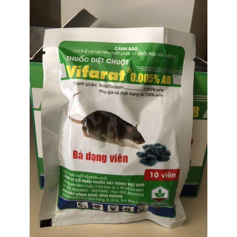 Vifarat 0.005% AB (GÓI/10 VIÊN) - Diệt chuột chống đông máu thế hệ mới dạng bả viên.