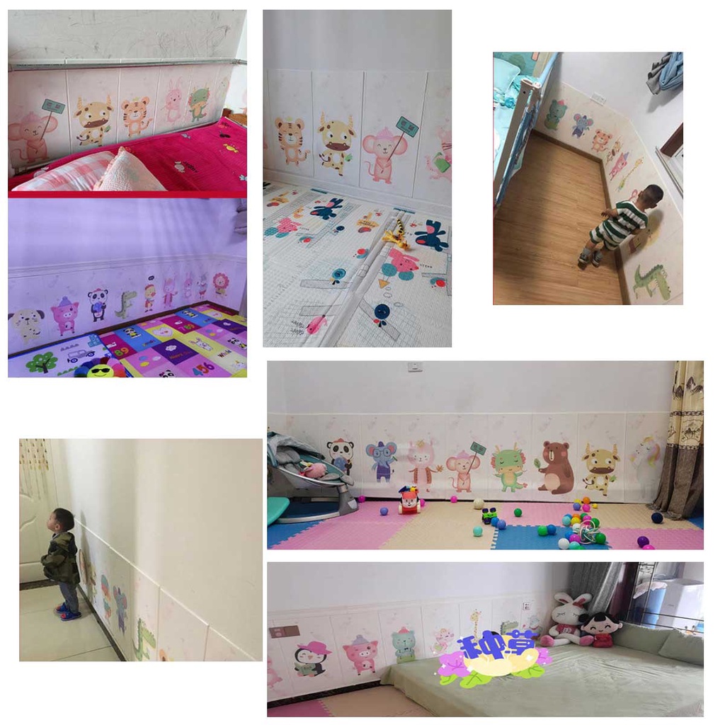 Miếng Dán Tường Dày 6--13MM Họa Tiết Hoạt Hình 3D 35 x 70cm