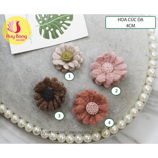 Hoa vải - SP000009 Hoa cúc dạ HQ dùng trang trí kẹp tóc cặp, phụ kiện may mặc