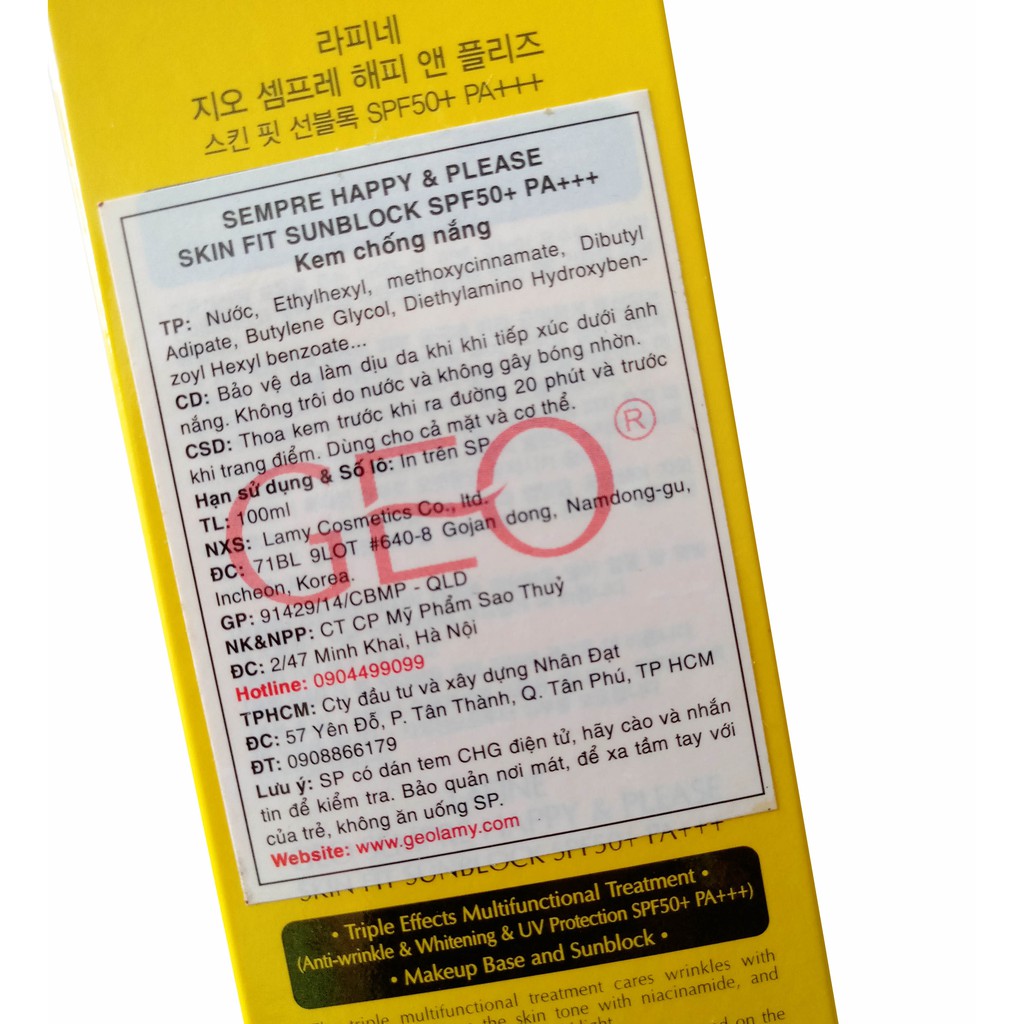 Chính hãng - Kem chống nắng GEO SEMPRE SPF50+, PA+++ | BigBuy360 - bigbuy360.vn