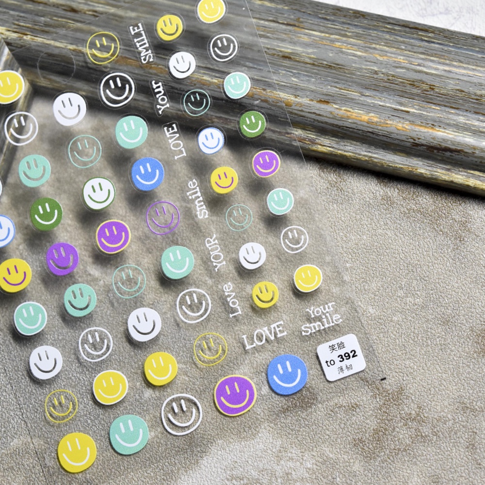 [Hàng mới về] Tờ miếng dán trang trí móng tay hình mặt cười nhiều màu xinh xắn DIY