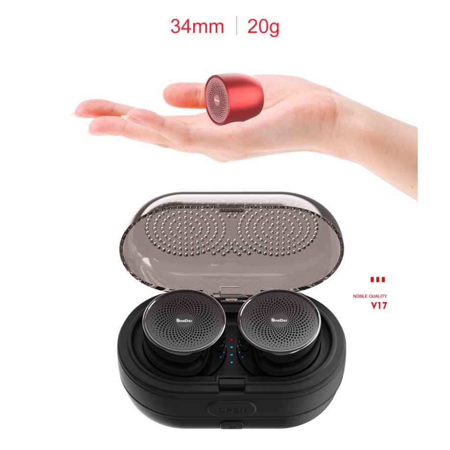 Loa đôi mini Bluetooth 5.0 ONEDER V17 kết nối 2 loa cùng lúc âm thanh hay nhỏ gọn tiện lợi du lịch học sinh sinh viên