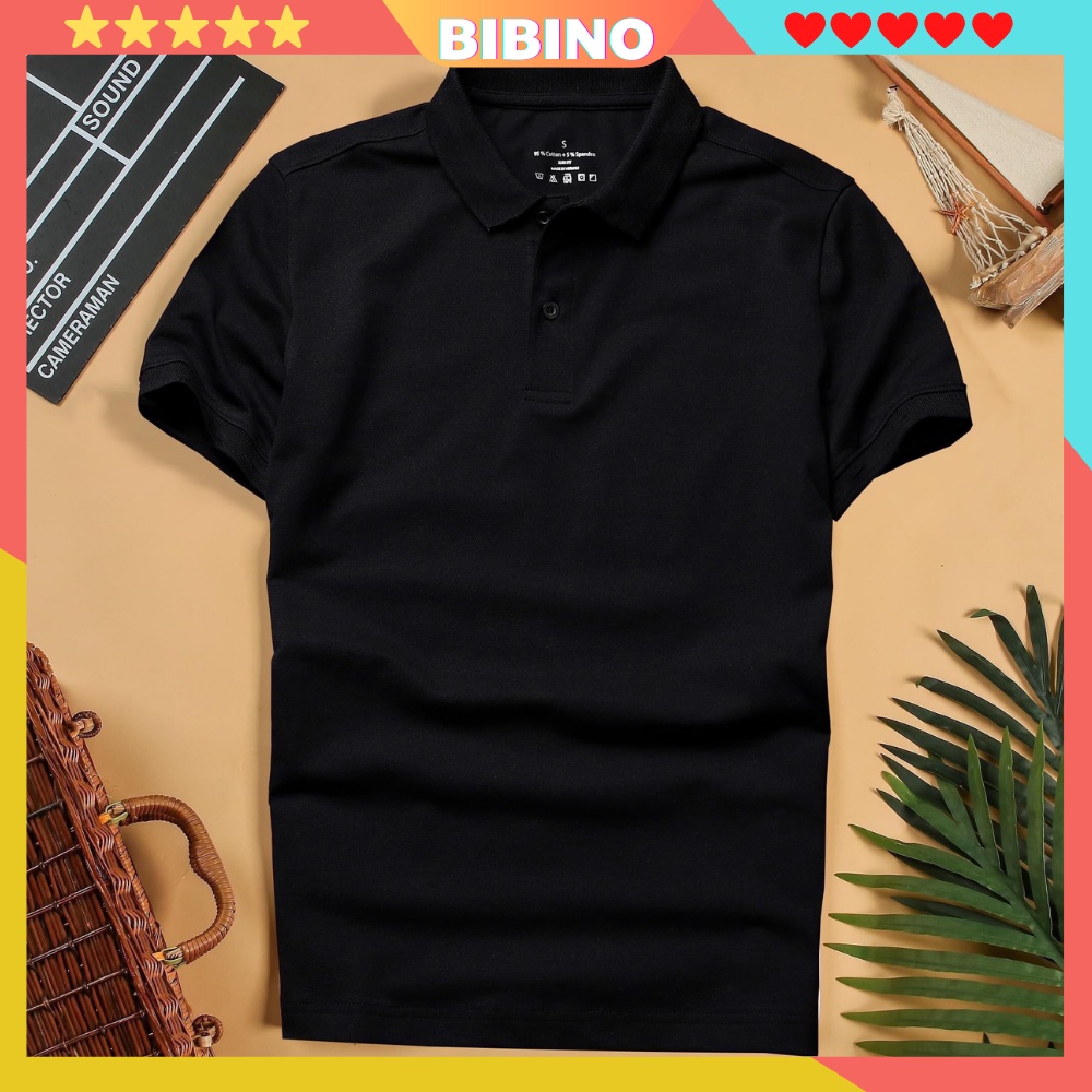 Áo polo nam nữ tay ngắn cổ bẻ đẹp cao cấp trơn vải poly thái bốn chiều mềm mịn thoáng mát sang trọng BIBINO