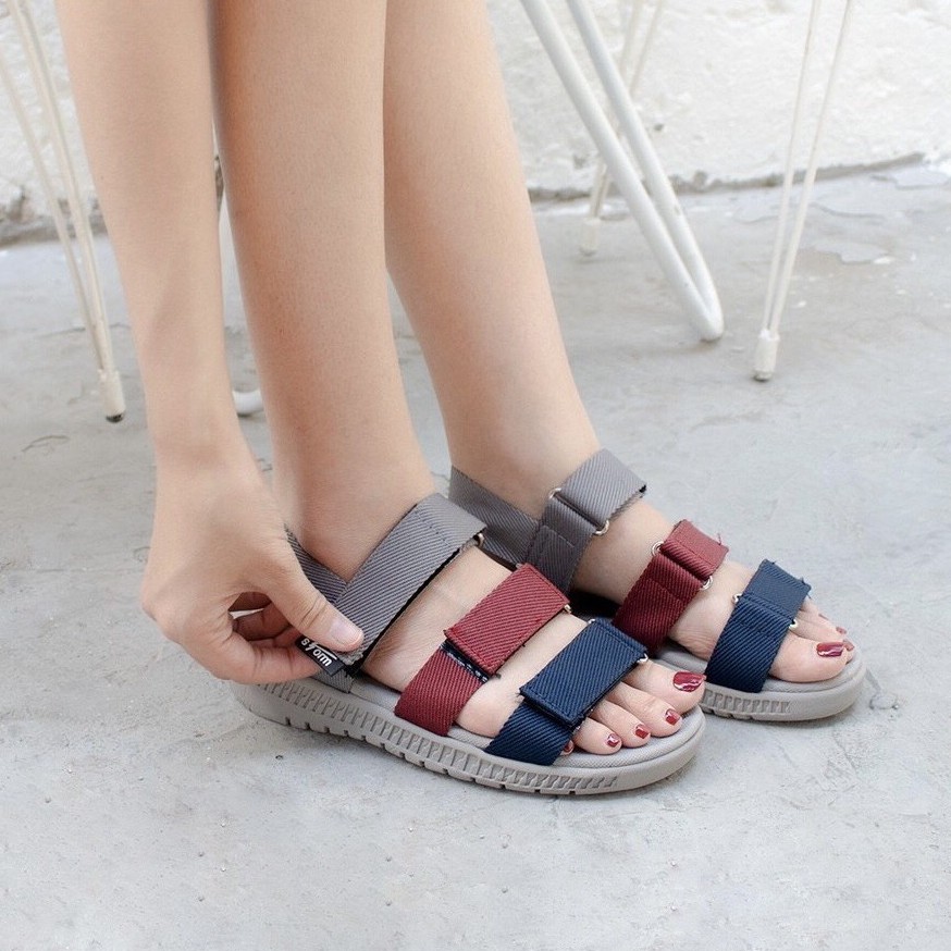 Giày Sandal PA Màu xám F5 Nữ Quai ngang êm ái-chống thấm nước/phylon siêu nhẹ