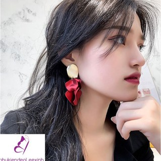 Bông tai đỏ dáng ngắn thời thượng đón Tết 2020 Hoa tai Phụ kiện đẹp Leexinh