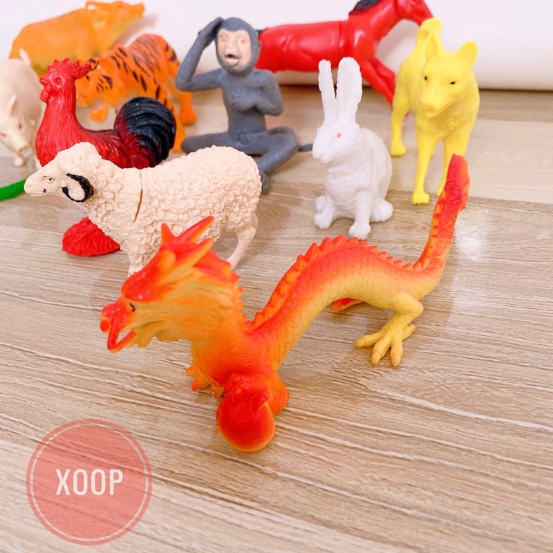 Đồ chơi mô hình bộ 12 con giáp nhiều màu sắc cho bé trai, bé gái