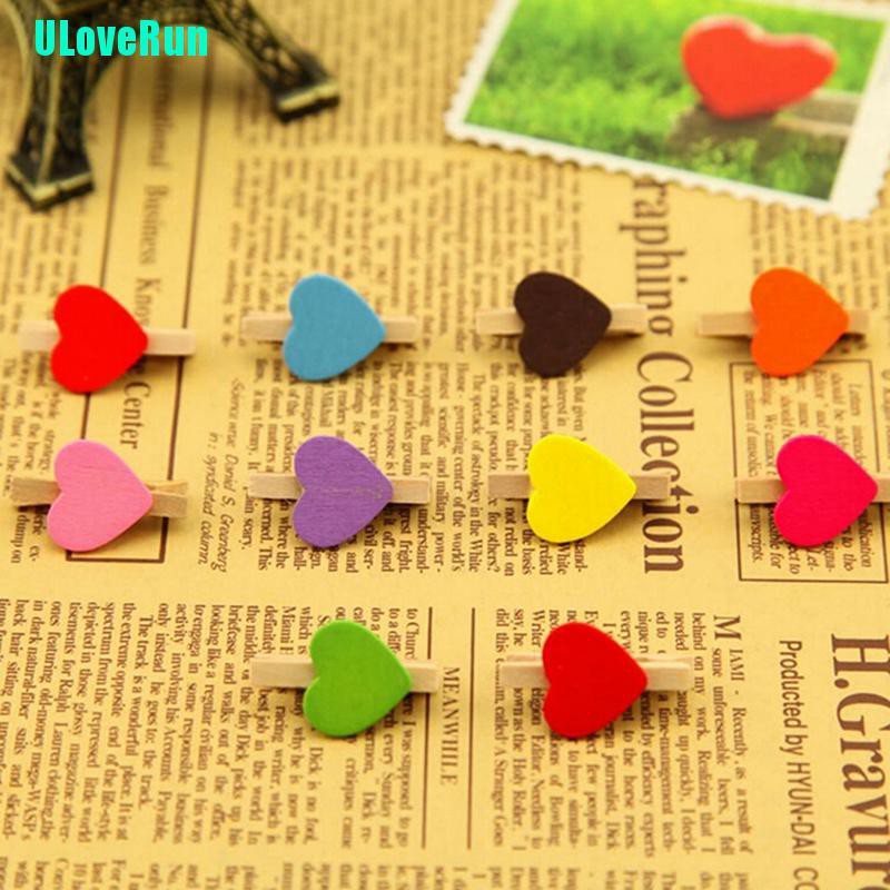 Bộ 10 Kẹp Gỗ Treo Ảnh Hình Trái Tim Mini Trang Trí Tiệc Cưới