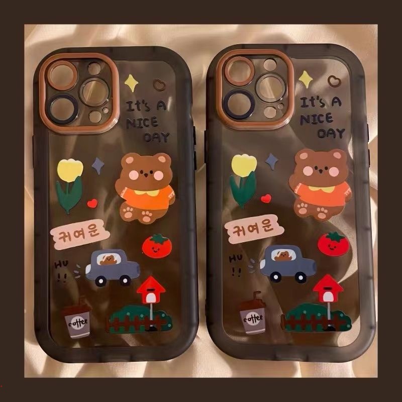 Ốp Điện Thoại Silicon Mềm Họa Tiết Gấu Và Hoa Dễ Thương Dành Cho IPhone 13 12 11 Pro Max XR X XS Max 7 8 Plus