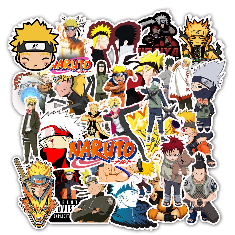 Bộ 50 Miếng Dán Trang Trí Hình Nhân Vật Hoạt Hình Naruto Chống Thấm Nước