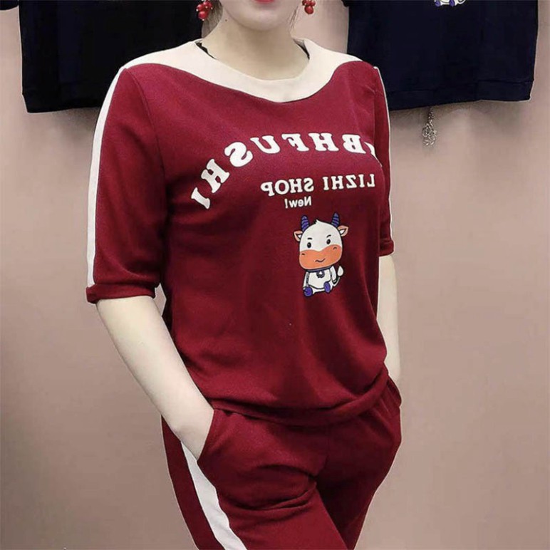 [FREE SHIP] Đồ bộ nữ mặc nhà in hình dễ thương, Đồ bộ hè chất thun cotton thoáng mát bigsize
